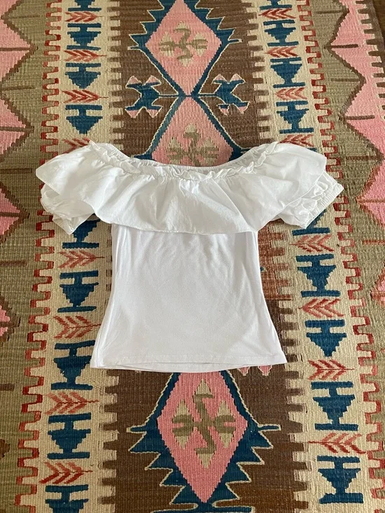 Marciano White Off-Shoulder Ruffle Tee - Picture 4 of 4